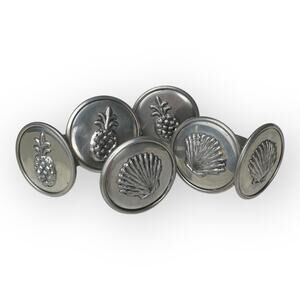 Vintage Handcrafted Pewter Napkin Rings Set of 6